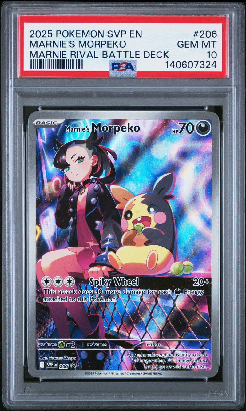 2025 Pokemon Scarlet and Violet Promos Marnie Rival Battle Deck Marnie's Morpeko #206 PSA 10