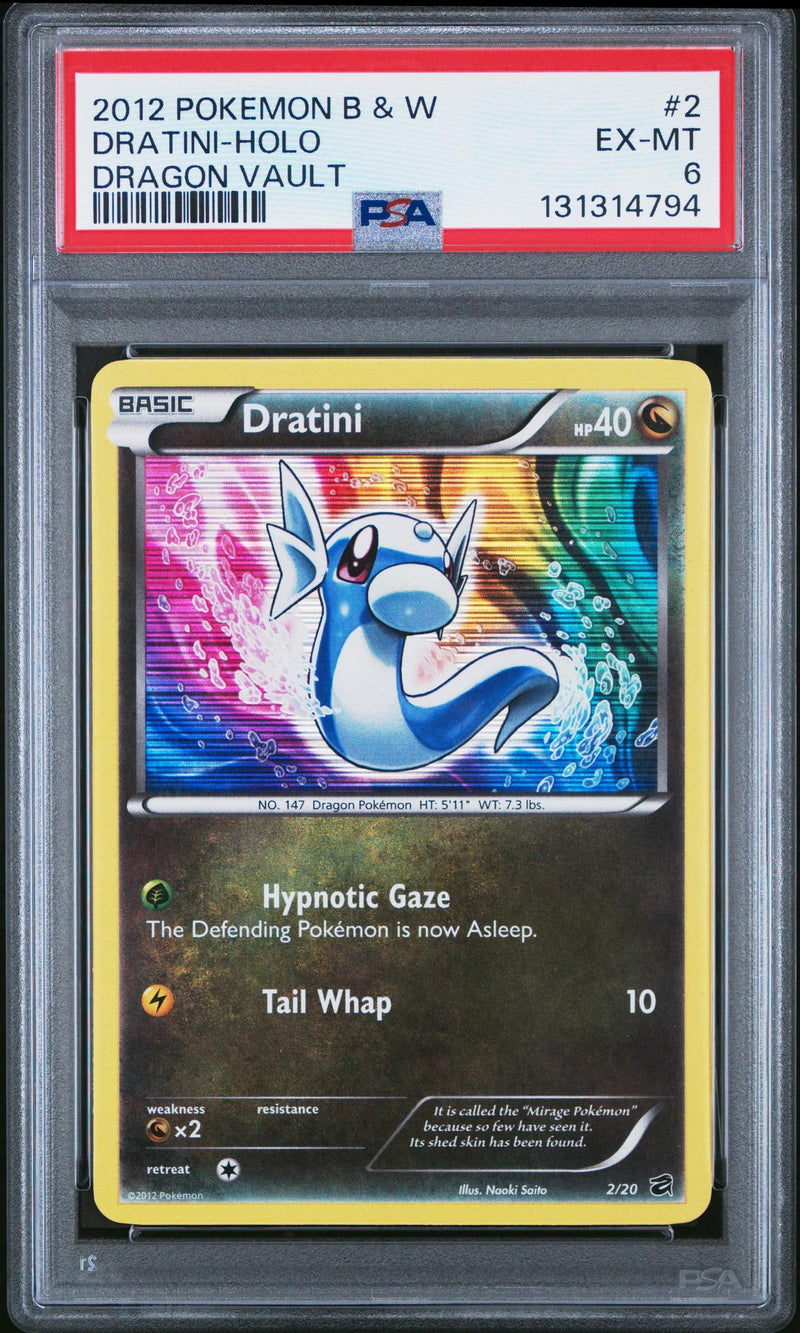 2012 Pokemon Black and White Dragon Vault Holo Dratini #2 PSA 6