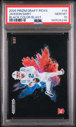 2025 Panini Prizm Draft Picks Black Color Blast Jaxson Dart #14 PSA 10