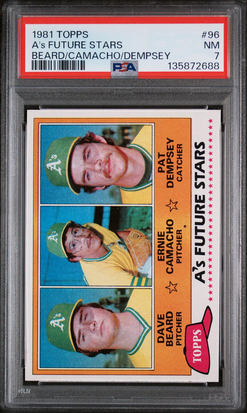 1981 Topps Dave Beard/Ernie Camacho/Pat Dempsey #96 PSA 7