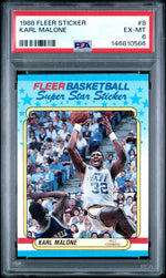 1988 Fleer Stickers Karl Malone #8 PSA 6