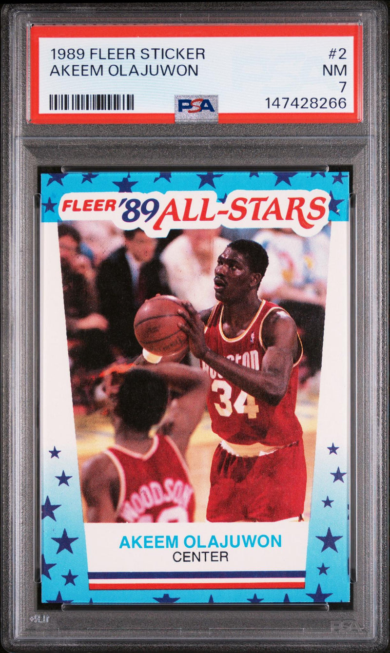 1989 Fleer Stickers Hakeem Olajuwon #2 PSA 7