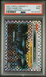 2022 Topps Chrome Formula 1 Purple Checker Flag Refractor Lewis Hamilton #198 /199 PSA 9