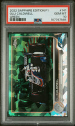 2022 Topps Chrome Formula 1 Sapphire Edition Green Olli Caldwell #141 /75 PSA 10