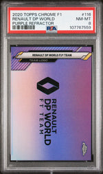 2020 Topps Chrome Formula 1 Purple Refractor Renault Dp World #116 PSA 8