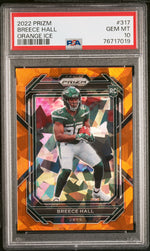 2022 Panini Prizm Prizms Orange Ice Breece Hall #317 PSA 10