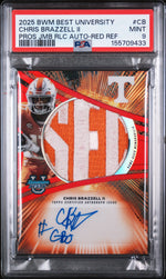 2025 Bowman Best University Prospect Jumbo Relic Autographs Pros Jmb Rlc Auto-Red Ref Chris Brazzell #CB PSA 9