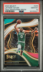 2023 Panini Select Teal White Pink Prizm Jayson Tatum #245 /49 PSA 10