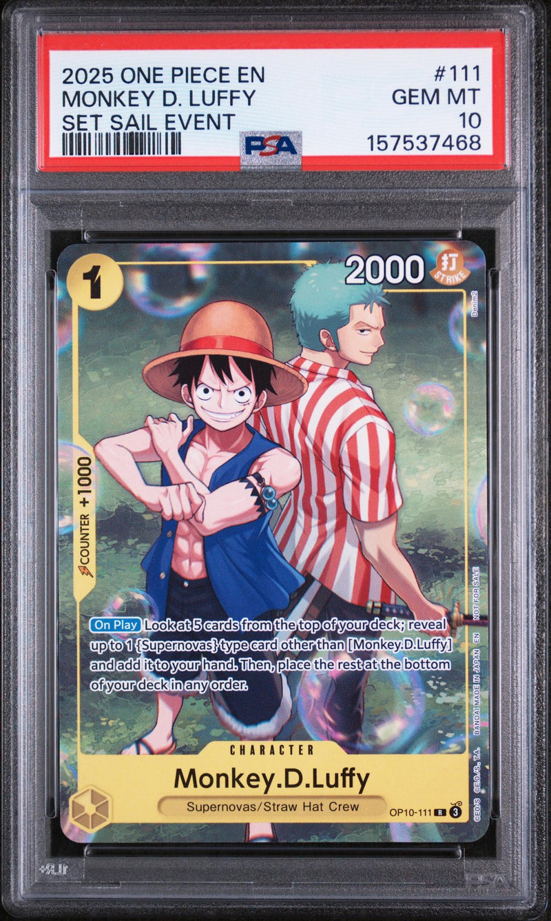 2025 One Piece Promo Set Sail Event Monkey D. Luffy #OP10-111 PSA 10