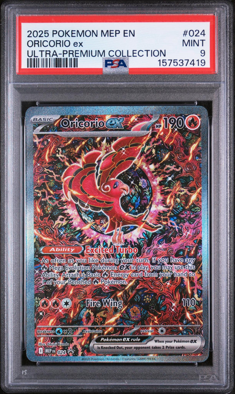 2025 Pokemon Mega Evolution Mega Charizard X Ex Black Star Promo Ultra Premium Collection Oricorio Ex #024 PSA 9