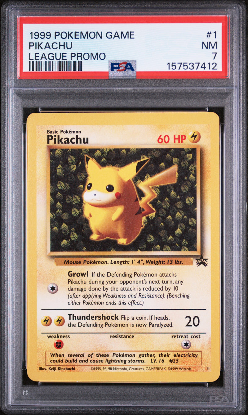 1999 Pokemon Wizards of the Coast Black Star Promos Pokemon League Pikachu #1 PSA 7