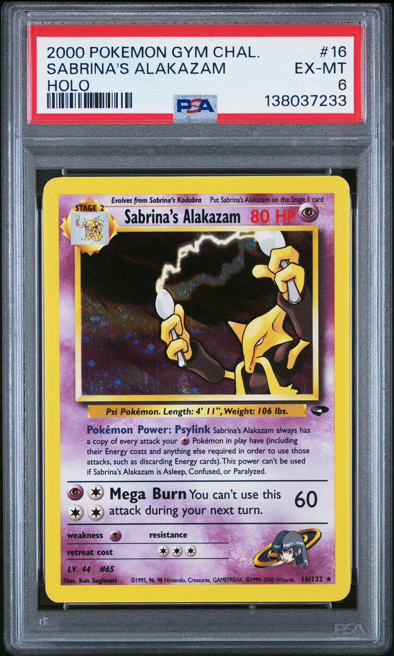 2000 Pokemon Gym Challenge Holo Sabrina's Alakazam #16 PSA 6