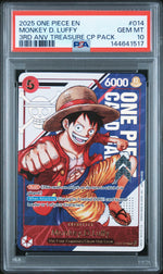 2025 One Piece 3rd Anniversary Treasure Campaign Pack Monkey D. Luffy #ST21014 PSA 10