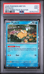 2025 Pokemon Black Star Promo Mega Evolution Three Pack Blister Psyduck #007 PSA 9