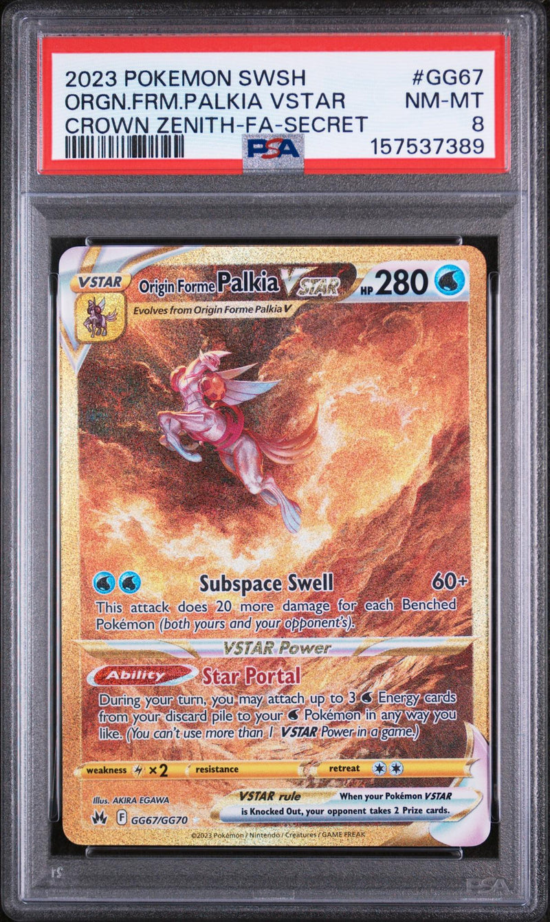 2023 Pokemon Sword and Shield Crown Zenith Secret Rare Origin Forme Palkia Vstar #GG67 PSA 8