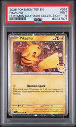 2026 Pokemon Scarlet and Violet Temporal Forces Pokemon Day Collection Pikachu #051 PSA 9