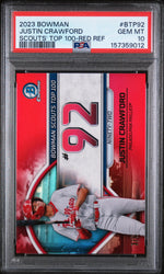 2023 Bowman Chrome Scouts Top 100 Red Refractors Justin Crawford #BTP92 /5 PSA 10
