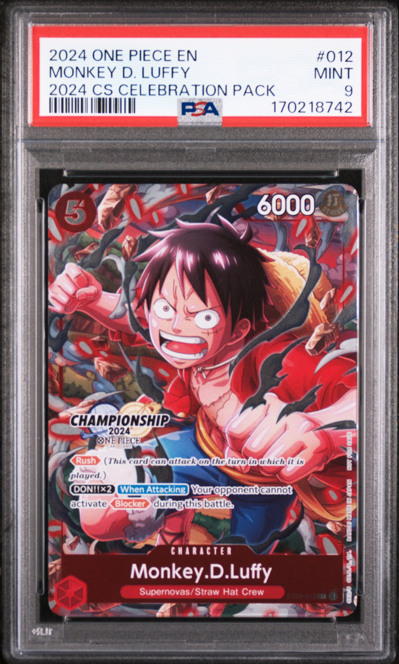 2024 Pokemon Tournament Promo Celebration Pack Monkey D. Luffy #ST01-012 PSA 9