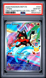 2026 Pokemon Mega Evolution Black Star Promo First Partner Illustration Collection Series 1 Litten #044 PSA 10