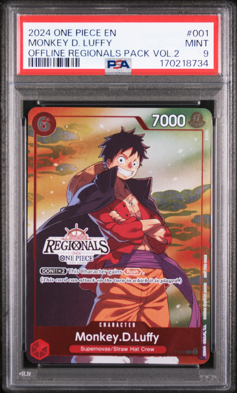 2024 One Piece Tournament Promo Offline Regionals Pack Volume 2 Monkey D. Luffy #P-001 PSA 9