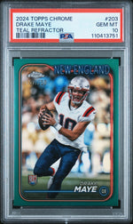 2024 Topps Chrome Green Refractors Drake Maye #203 /99 PSA 10