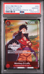 2024 One Piece Tournament Promo Offline Regionals Pack Volume 2 Monkey D. Luffy #P-001 PSA 10