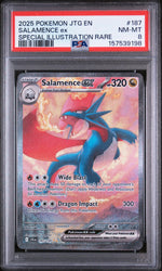 2025 Pokemon Scarlet and Violet Journey Together Special Illustration Rare Salamence Ex #187 PSA 8