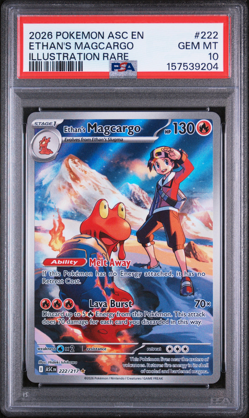 2026 Pokemon Mega Evolution Ascended Heroes Illustration Rare Ethan's Magcargo #222 PSA 10