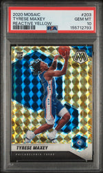 2020 Panini Mosaic Reactive Yellow Mosaic Tyrese Maxey #203 PSA 10