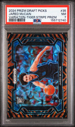 2024 Panini Prizm Draft Picks Variation-Tiger Stripe Prizm Jared Mccain #35 PSA 7