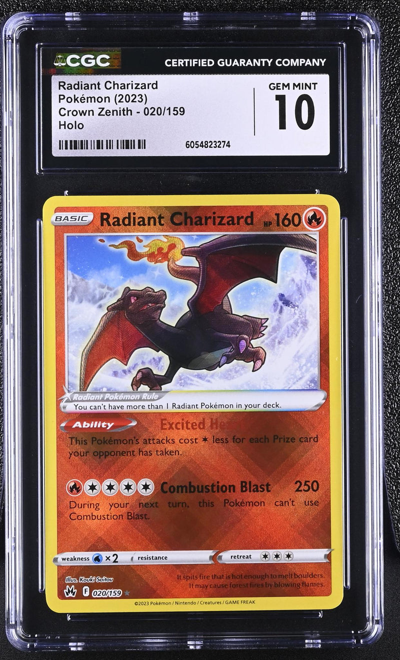 2023 Crown Zenith #020/159 Radiant Charizard Radiant Pokemon Rule CGC 10