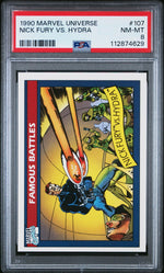 1990 Marvel Universe I Famous Battles Hydra/Nick Fury #107 PSA 8