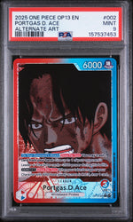 2025 One Piece Card Game Carrying On His Will Alternate Art Portgas D. Ace #OP13-002 PSA 9