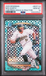 2025 Bowman Chrome Prospects Aqua X-Fractor Nick Kurtz #BCP114 PSA 10