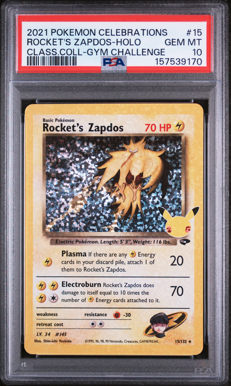 2021 Pokemon Celebrations Classic Collection Gym Challenge Holo Rocket's Zapdos #15 PSA 10