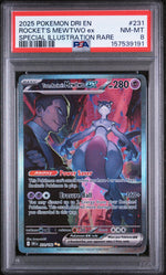2025 Pokemon Scarlet and Violet Destined Rivals Special Illustration Rare Team Rocket's Mewtwo Ex #231 PSA 8