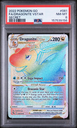 2022 Pokemon Go Secret Rare Dragonite Vstar #81 PSA 8