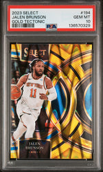 2023 Panini Select Gold Tectonic Jalen Brunson #194 /10 PSA 10