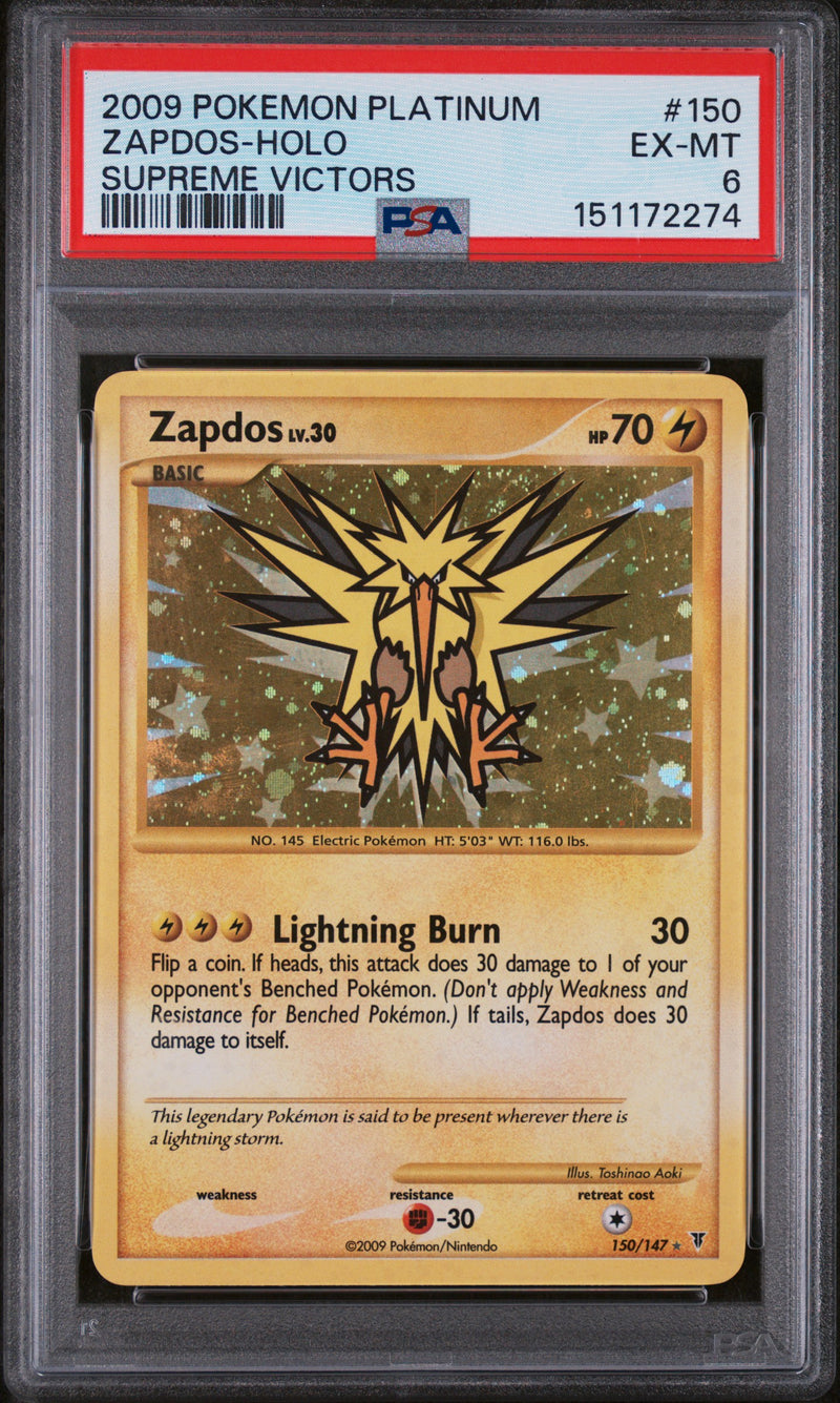 2009 Pokemon Platinum Supreme Victors Holo Zapdos #150 PSA 6