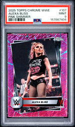 2025 Topps Chrome WWE Pink Shimmer Refractors Alexa Bliss #107 PSA 9