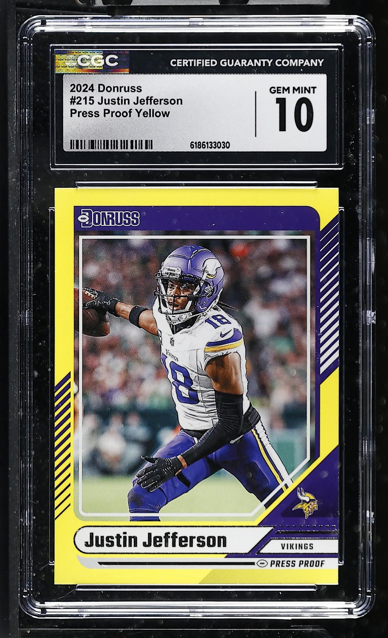 2024 Donruss #215 Justin Jefferson Press Proof Yellow CGC 10