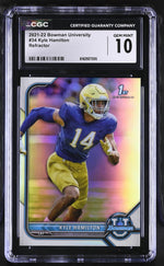 2021 Bowman University #34 Kyle Hamilton Refractor CGC 10