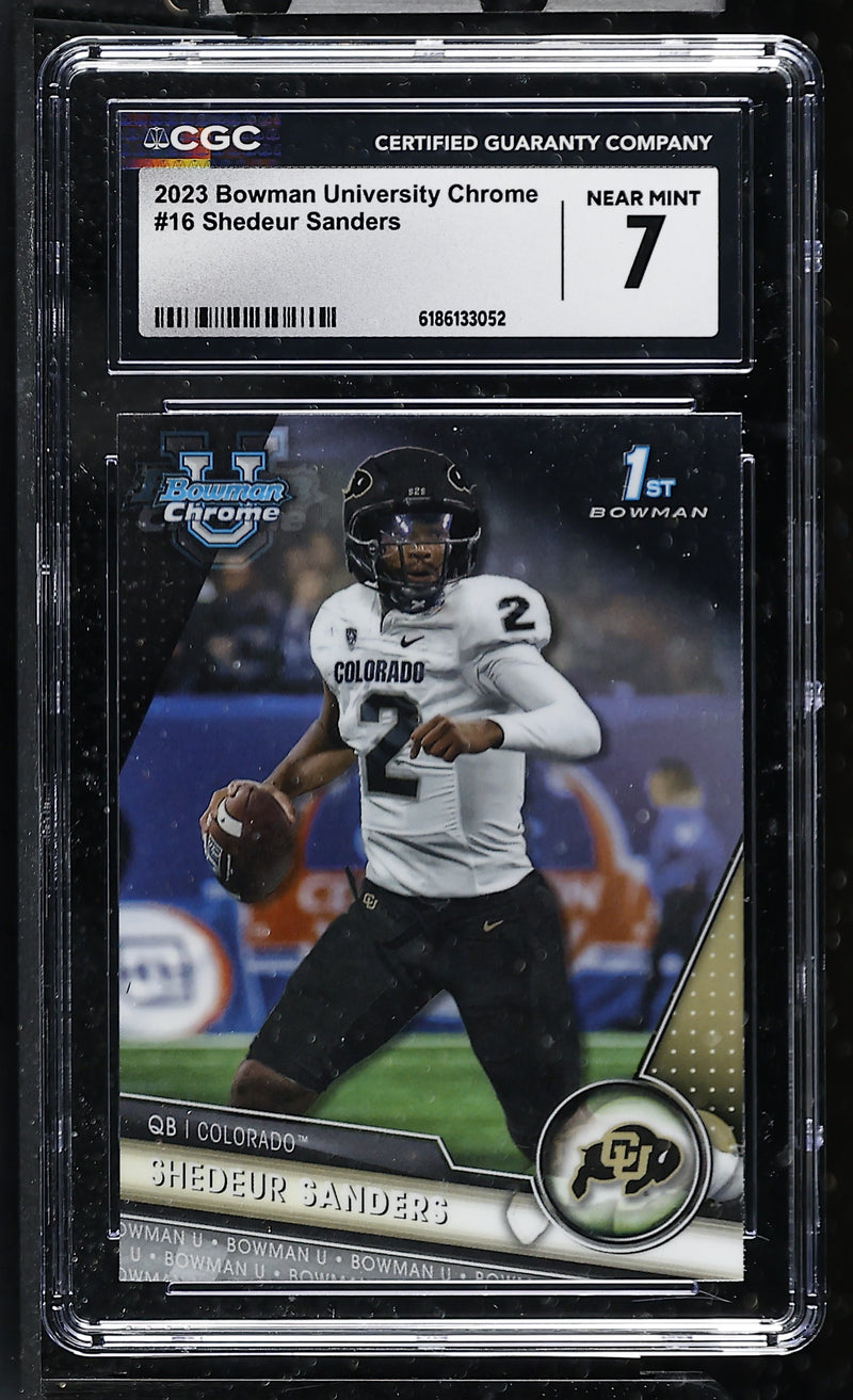 2023 Bowman University Chrome #16 Shedeur Sanders CGC 7