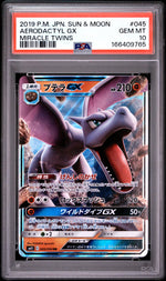 2019 Pokemon Sun and Moon Miracle Twin Japanese Aerodactyl Gx #45 PSA 10