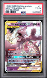 2019 Pokemon Sun and Moon Unified Minds Mew/Mewtwo Gx #71 PSA 4