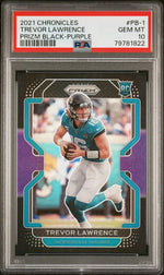 2021 Panini Chronicles Prizm Black Purple Trevor Lawrence #PB1 /199 PSA 10