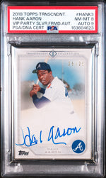 2018 Topps Transcendent VIP Party Silver Frame Autograph Hank Aaron #HANK3 /25 25/25 PSA 8