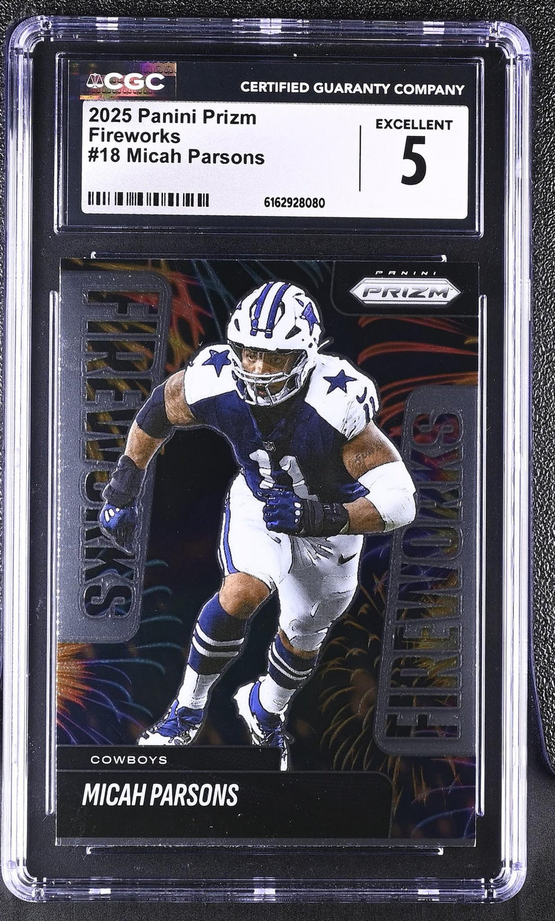 2025 Prizm #18 Micah Parsons Fireworks CGC 5