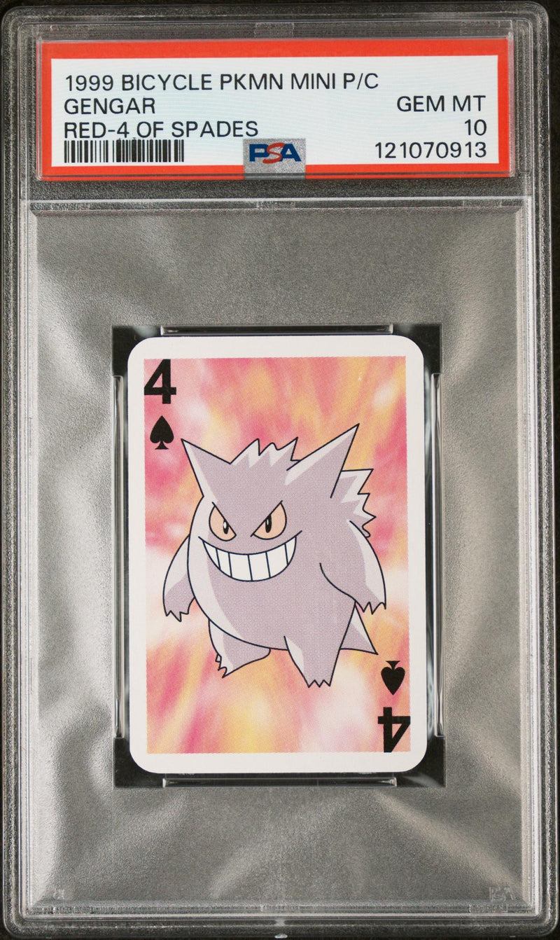 1999 Bicycle Pokemon Mini Playing Cards Red Deck 4 of Spades Gengar PSA 10