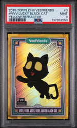 2025 Topps Chrome Veefriends Yellow Refractors Very, Very, Very, Very, Lucky Black Cat #3 PSA 9